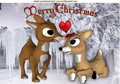 Oh! Rudey I Do Love You! Cute Little Reindeers A4