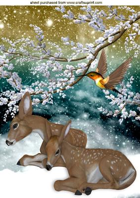 Deers Laying Down in the Snow A4