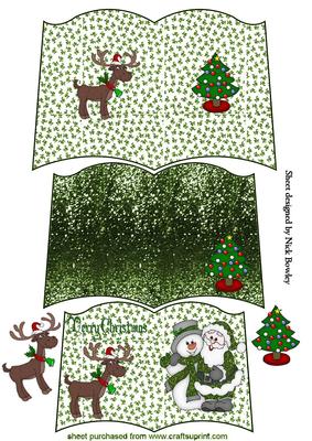 Small Open Book of Lovely Santa and Snowman