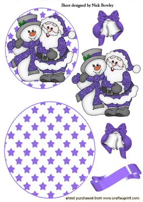 Santa in Purple with Snowman Rocker Card