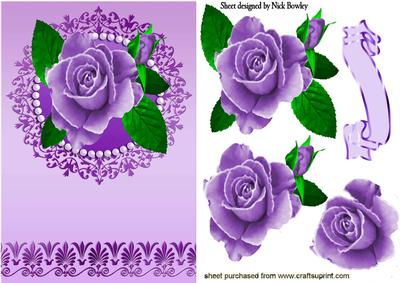 Painted Purple Roses in Ornate Frame