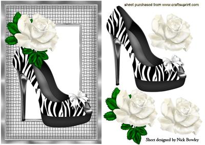 Lovely Zebra Print Shoe with White Rose