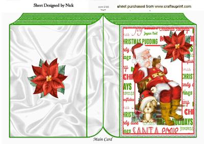 Santa in His Chair with a Little Puppy Folded Book