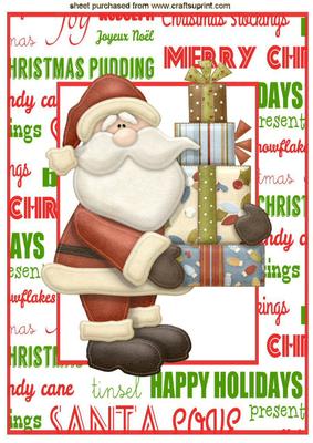Santa with Pressies in Frame A4