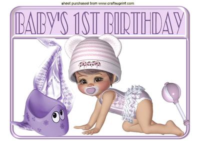 Crawling Baby Girl with Potty in Lilac Frame