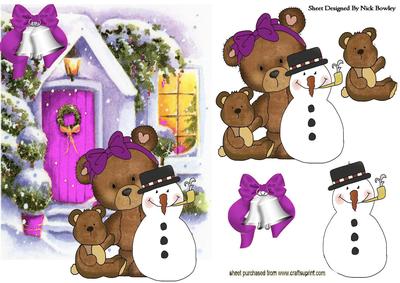 Christmas Snowman & Friends in Th Snow