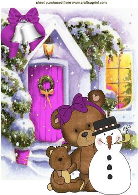 Lovely Snowman & Friends in Th Snow A4