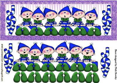 Joyful Little Elf's with Candy Cane Dl in Blue
