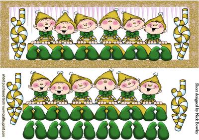 Joyful Little Elf's with Candy Cane Dl in Gold