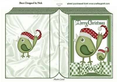 Cute Robin's in Santa Hat's on a Bow Folded Book