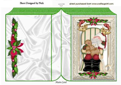 Santa Sitting in Chair with Little Gingerbread Man
