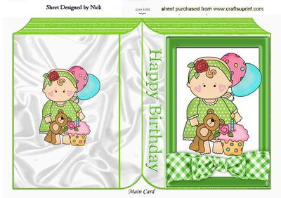 Baby Girl with Cupcake for Her Birthday Folded Book