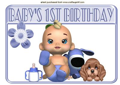 Playful Baby Boy 1st Birthday with Puppy A4