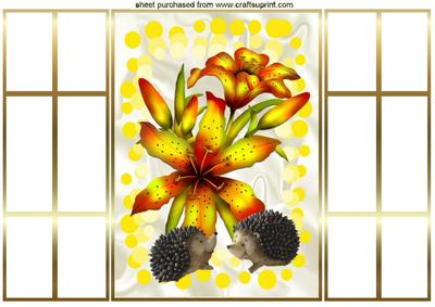 Yellow/orange Flowers with Hedgehogs French Gatefold
