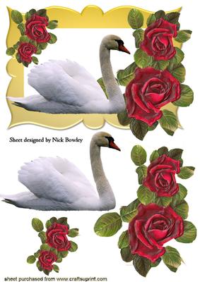 Beautiful White Swan with Red Roses