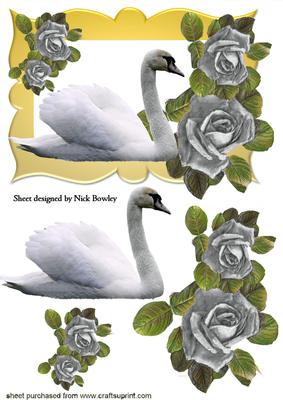Beautiful White Swan with Silver Roses