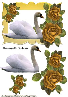 Beautiful White Swan with Gold Roses