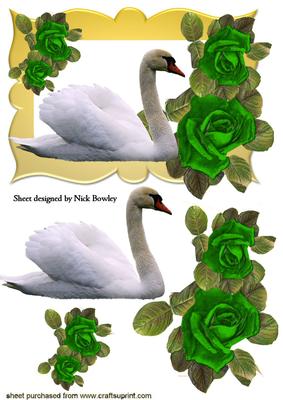 Beautiful White Swan with Green Roses