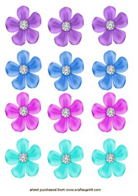 Pretty Pastel Flower Heads with Diamonds