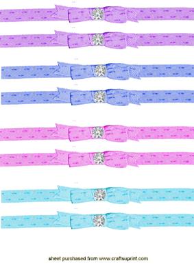 Pretty Pastel Colour Border Ribbons with Diamonds