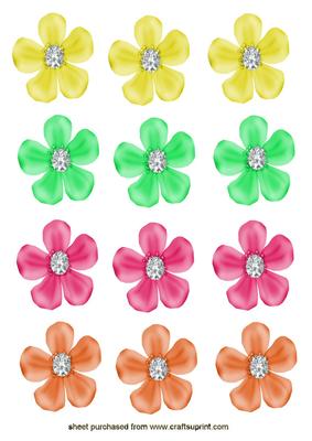 Pretty Pastel Flower Heads with Diamonds