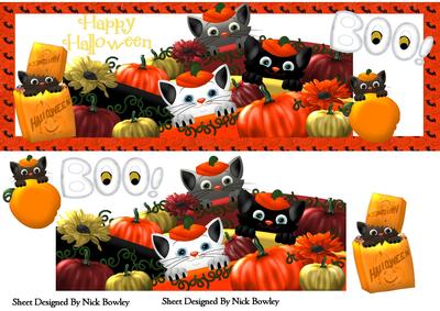 Boo! Kitties Hiding Behind Pumpkins Dl