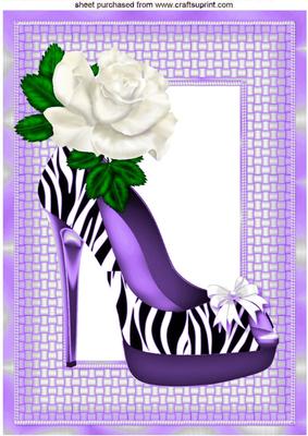 Lovely Purple Zebra Print Shoe with White Rose A4