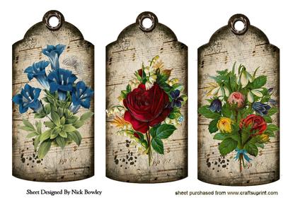 Vintage Floral Vignettes on Vintage Tags