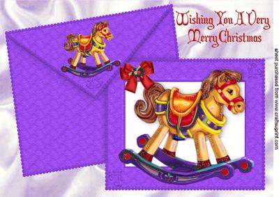Rocking Horse on Purple Card & Envelope A4