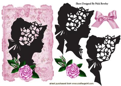 Vintage Silhouette Lady on Pink Frame