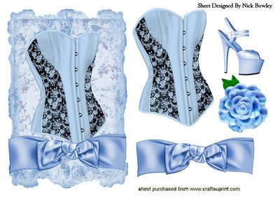 Pretty Blue Basque, with Shoe and Blue Bow