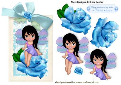 Sweet Faerie Sitting on a Rose, on a Tag
