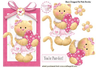 You're Purr-fect! Cute Kitty with Heart on a Tag