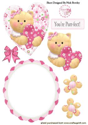 You're Purr-fect Kitty with Heart on Rocker Card