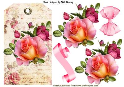 Pretty Roses on a Vintage Rose Tag