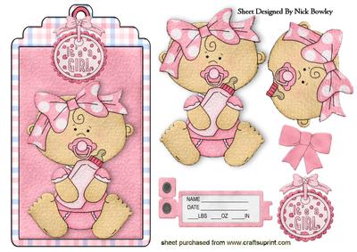 I'ts a Girl! Cute Felt Baby Girl on Tag