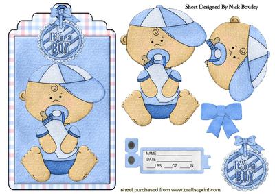 It's a Boy! Cute Felt Baby Boy on a Tag