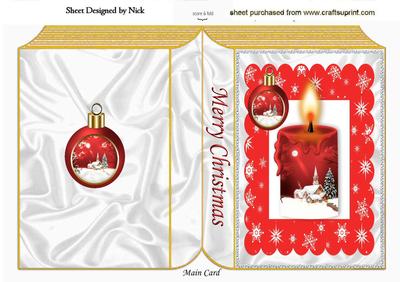 Candle, & Bauble with Snow Scene Folded Book