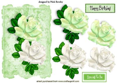 Pretty Green/white Roses on Lace