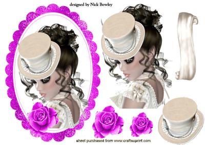 Pretty Lady in Pink with Hat and Pink Rose