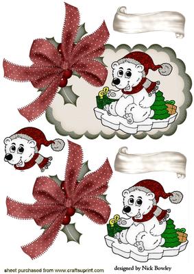 Cute Polar Bear on Sledge on a Fancy Tag