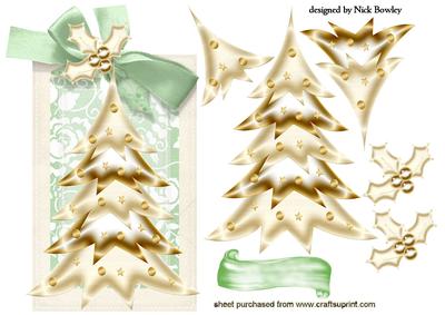 Gorgeous Gold Christmas Tag and Holly on Tag