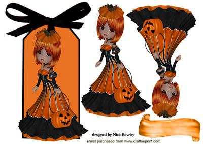 Little Lady with Pumpkin on a Tag