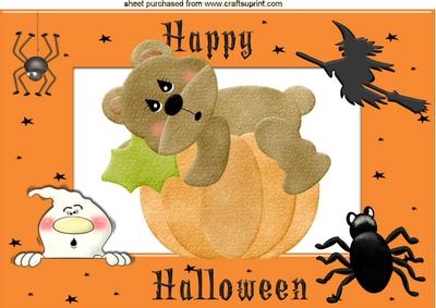 Wooly Bear on Pumpkin in Halloween Frame A4