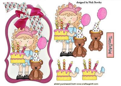 Birthday Girl on a Tag with Teddy
