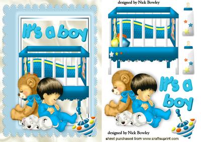Cute Baby Boy with Teddy and His Playpen