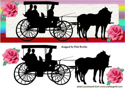 Horse and Carriage with Pink Roses Dl