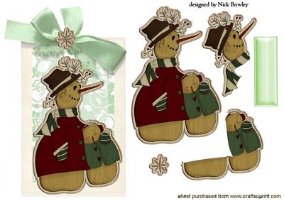 Tender Moment Wooden Snowmen and a Tag