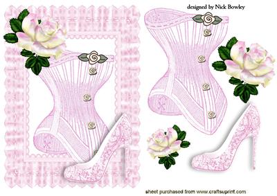 Pink Lace Frame with Pretty Pink Basque with Rose