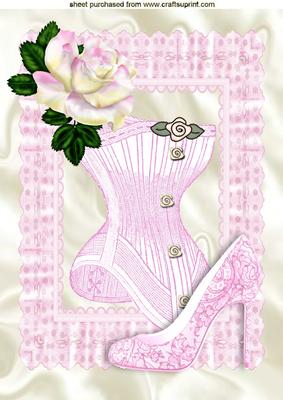 Pink Lace Frame with Pretty Pink Basque with Rose A4